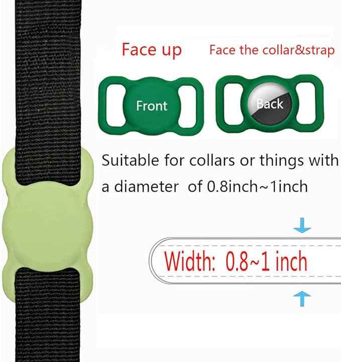 SWINCHO for AirTag Dog Collar Holder [2 Pack] Waterproof High-Strength Elastic Silicone Dog Cat Air Tag Holder(Pink&Avocado)