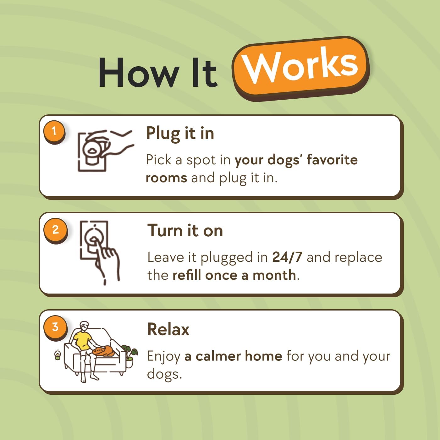 Therapet MD Dog Calming Diffuser - Pheromone Diffuser for Dogs Indoor Behavior Support, Anxiety Aid, 60 Day Long Lasting Refill Kit, Natural Formula