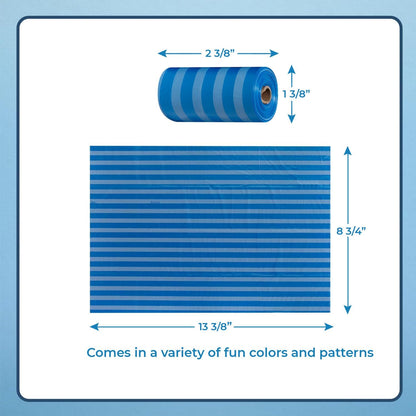 Best Pet Supplies Dog Poop Bags (150 Bags) for Waste Refuse Cleanup, Doggy Roll Replacements for Outdoor Puppy Walking and Travel, Leak Proof and Tear Resistant, Thick Plastic - Blue Strips
