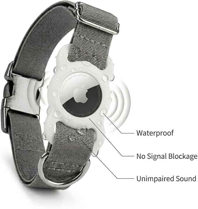 SWINCHO for AirTag Holder 1st & 2nd Generation [2 Pack] Waterproof Silicone AirTag Dog Collar Holder (Black&White)