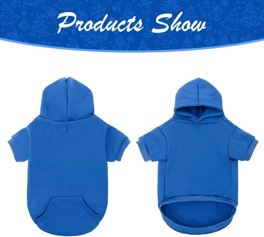 KOOLTAIL Basic Dog Hoodie - Soft and Warm Dog Hoodie Sweater with Leash Hole and Pocket, Dog Winter Coat, Cold Weather Clothes Sweatshirt for Small Medium Large Dogs Puppy Cat Boys Girls Blue XXL