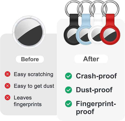 Case for AirTag 2nd Gen (2026) & 1st Gen, Silicone Holder Keychain Key Ring, Protective Cover for Air Tags, GPS Finder Accessories for Bags, Pets, Kids, Luggage, Black/Grey Blue/White/Red