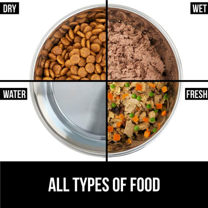 GORILLA GRIP Set of 2 Dog Bowls, Holds 4 Cups (32 fl oz), Heavy Duty Metal Food and Water Bowl for Feeding Dogs and Cats, Dishwasher Safe, Rust Resistant Stainless Steel, BPA Free Rubber Base, Gray