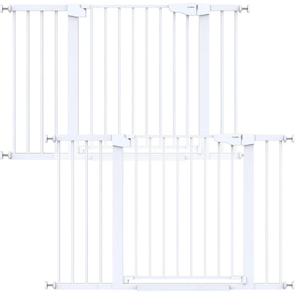 Cumbor 2 Pack 29.7"-48" Baby Gate for Stairs, Mom's Choice Awards Winner-Dog Gate for Doorways, Pressure Mounted Auto-Close Pet Gates for Dogs Indoor, Safety Child Gate with Easy Walk Thru Door,White