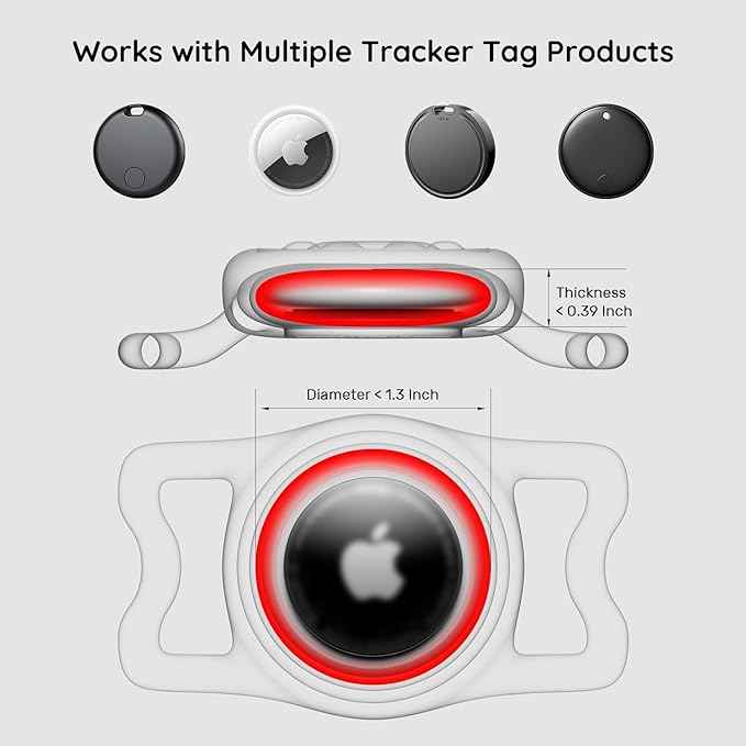 2 Pack Waterproof Airtag Dog Collar Holder for Apple Air Tag, Silicone Dog Airtag Holder for Dogs & Cat Collars (Black&White)