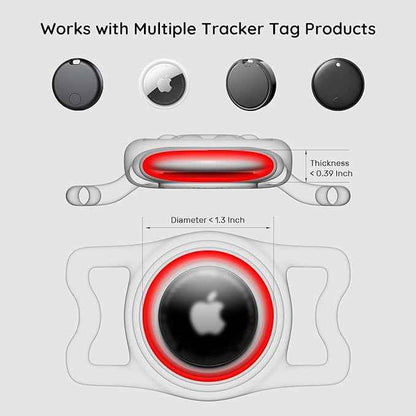 2 Pack Waterproof Airtag Dog Collar Holder for Apple Air Tag, Silicone Dog Airtag Holder for Dogs & Cat Collars (Black&White)