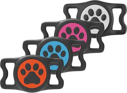 4 Pack Air tag Dog Collar Holder, Waterproof Silicone | Full Body Covered | Anti-Lost | Protective Tag Holder | for Pet Collar | Fits All Width Collars (Pink-White-Rosered-Blue)