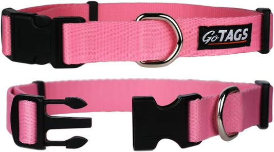 GoTags Dog Collars, Durable Solid Nylon Dog Collars in 5 Color Options and 4 Adjustable Sizes for Puppy and Dogs Extra Small, Small, Medium or Large