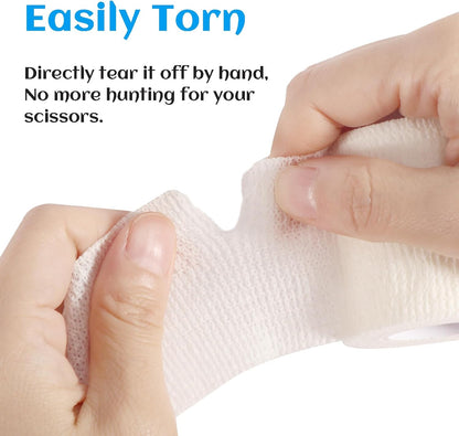 36 Rolls Elastic Self Adhesive Bandage Wrap 2 Inch, Breathable Non Woven Cohesive Bandage, Vet Wrap for Dogs, Ankle Sprains Swelling Medical First Aid Tape, Sports Athletic Tape White