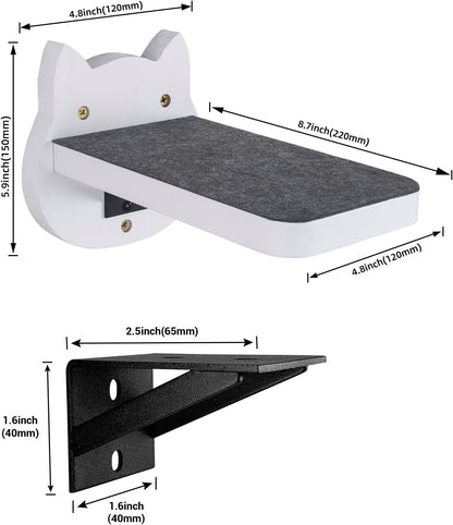 ESPETS White Painted Wooden Cat Wall Floating Steps Set of 3 - Wall Mounted Cat Floating Furniture Shelves and Perches, Sturdy Climber Stairs Ladders - Holds up 30lbs