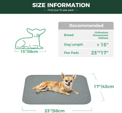 FXW Washable Pee Pads for Dogs, Puppy Pads with Super Absorbent, Specifically Designed for 24inch Cages, 23" × 17" Rectangle, Gray, 2 Packs