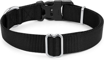 Mikivery Nylon Dog Collar with Quick Release Buckle Soft Adjustable Sturdy for Small Medium Large Dogs Black,L