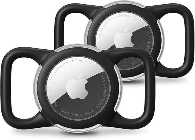 Waterproof Air tag Holder for Dog Collar, Silicone & ABS Air tag Holder for Dog & Cat Collars, Ultra-Durable, Lightweight and Protective Air tag Case (Black & Black, Regular)