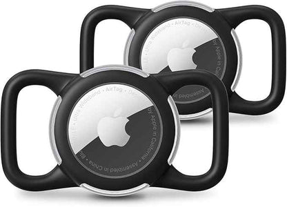 Waterproof Air tag Holder for Dog Collar, Silicone & ABS Air tag Holder for Dog & Cat Collars, Ultra-Durable, Lightweight and Protective Air tag Case (Black & Black, Regular)