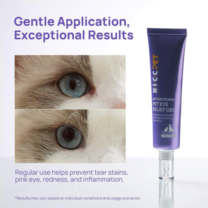 HICC PET Dog Eye Gel, Vet-Recommended Dog Eye Infection Treatment, Cat Eye Drops Wash, Soothes Irritation, Moisturizes Dry Eyes, Pet Eye Drops Ointment Alternative for Dogs, Cats, Horses. 2 fl oz