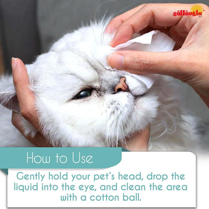 GÜLLÜOGLU 60ml Pet Eye Drops & Eye Wash for Dogs & Cats – Fast Relief for Itching, Irritation, Pink Eye & Allergy Symptoms – Gentle, Safe, Natural Formula for All Animals – Large 60ml Bottle