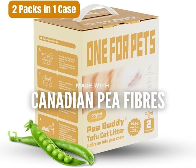 Pea Based Tofu Cat Litter, Dust Free Cat Litter, Low Tracking, and Natural Odor Control, Flushable (2 Bags, Original (Fragrance-Free))