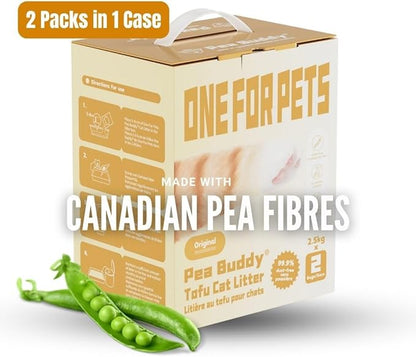 Pea Based Tofu Cat Litter, Dust Free Cat Litter, Low Tracking, and Natural Odor Control, Flushable (2 Bags, Original (Fragrance-Free))