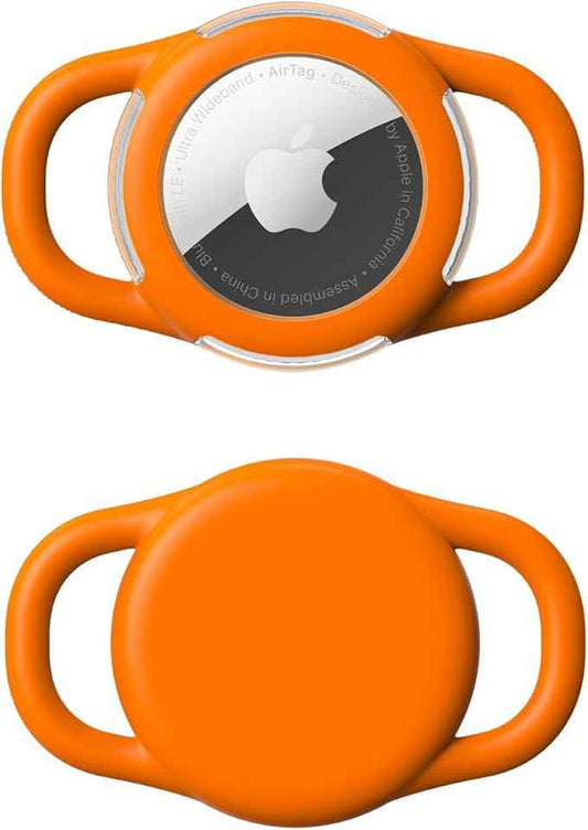 Waterproof Airtag Holder for Dog Collar, Soft Full-Body Protective Airtag Holder for Dog & Cat Collars, Ultra-Durable, Easy Installation, Lightweight Clear Airtag Case (Orange, Small)