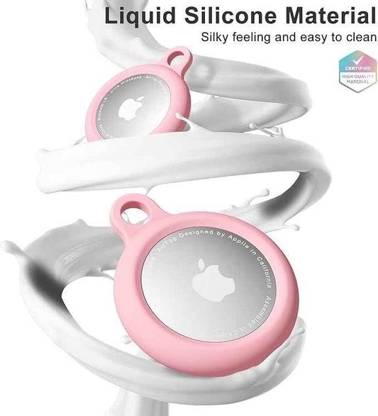oakxco for Airtag Keychain Silicone, Airtag Holder with Key Ring, Air Tag Cover Cute Accessories for Kids, Luggage, Car Dog Collar, Car, Compatible with Apple Airtag Case Waterproof Tracker, Pink