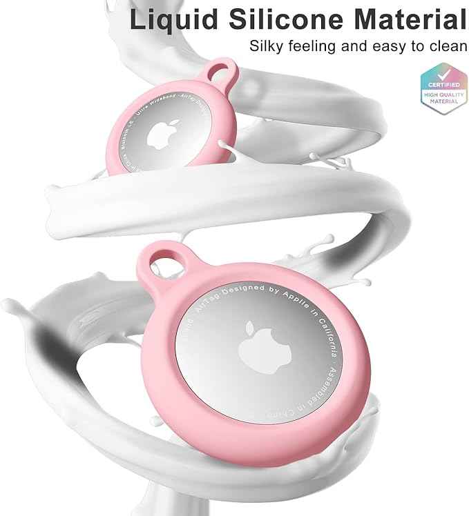 oakxco for Airtag Keychain Silicone, Airtag Holder with Key Ring, Air Tag Cover Cute Accessories for Kids, Luggage, Car Dog Collar, Car, Compatible with Apple Airtag Case Waterproof Tracker, Pink