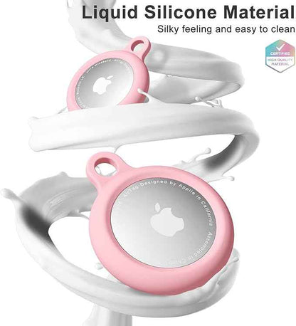 oakxco for Airtag Keychain Silicone, Airtag Holder with Key Ring, Air Tag Cover Cute Accessories for Kids, Luggage, Car Dog Collar, Car, Compatible with Apple Airtag Case Waterproof Tracker, Pink