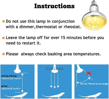 UVA UVB Sun Lamp High Intensity Self-Ballasted Heat Basking Lamp/Light/Bulb for Reptile and Amphibian (80W)