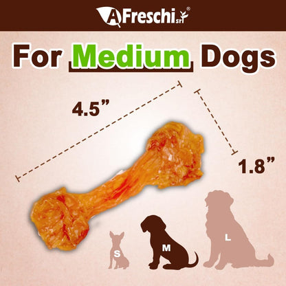 Afreschi Turkey Tendon Bone (M) 3.17 oz, USA-Sourced Turkey Tendon, All Natural Human Grade Dog Chew, Hypoallergenic, Rawhide Alternative, Dog Treats for Medium Breeds