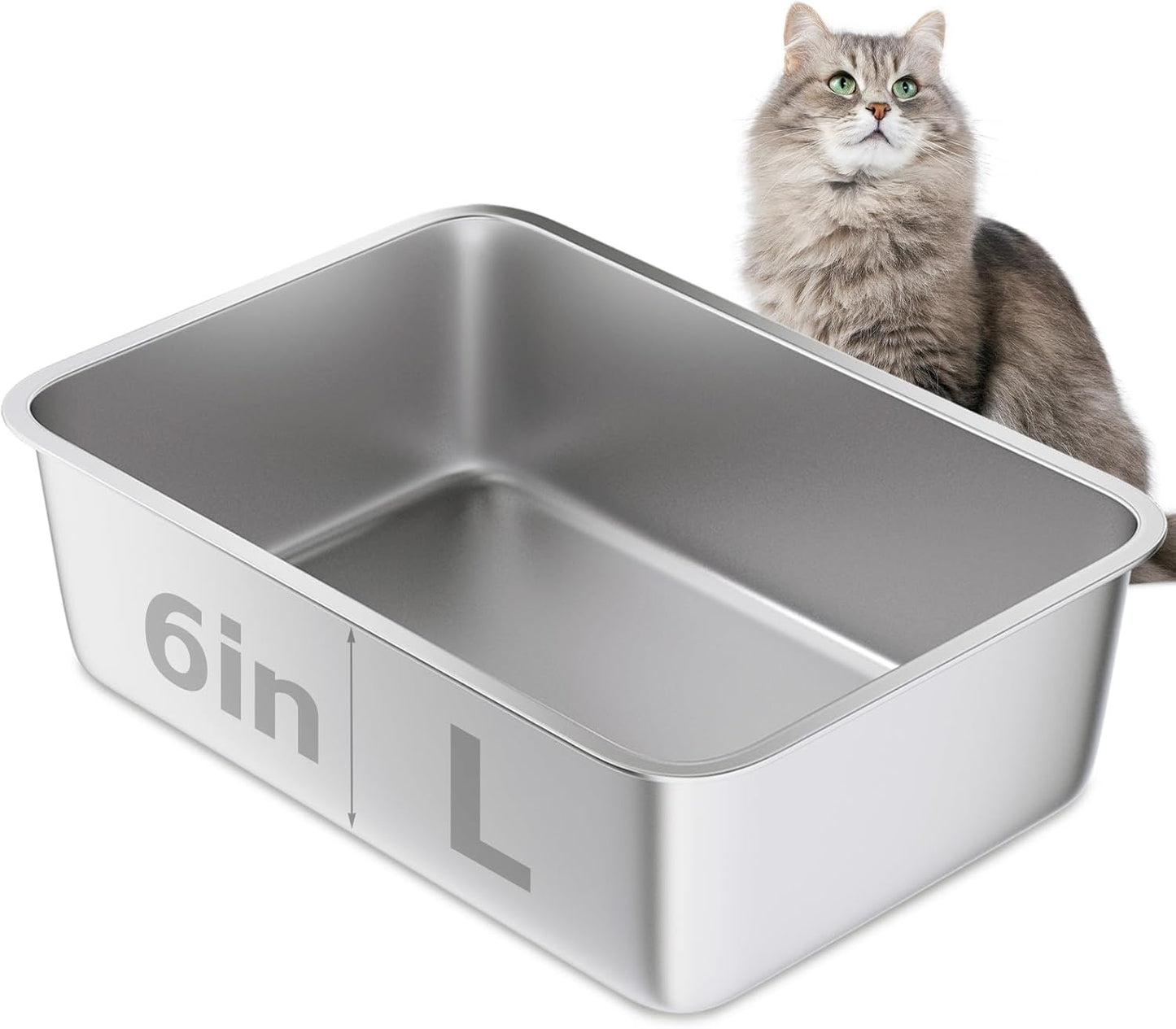 Stainless Steel Litter Box-Metal Litter Box Large for Cats Easy to Clean,Large Metal Cats Box Litter, Litter Boxes for Cat/Kitty/Rabbits,Non Stick, No Smell