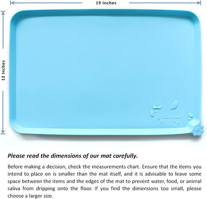 Hoki Found - Waterproof Pet Feeding Mats with High Lips, Multiple Size and Colors -A