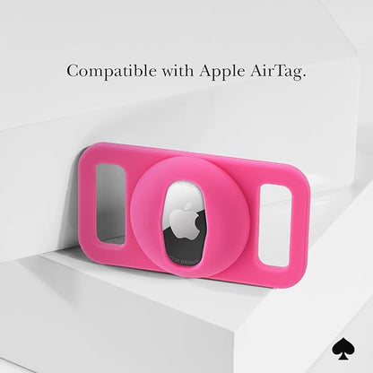 kate spade new york Airtag Dog Collar Holder - Waterproof Silicone Airtag Holder Dog Tag - Pom Pom Pink