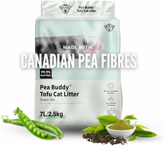 Pea Based Cat Litter, Dust Free Cat Litter, Low Tracking, and Natural Odor Control, Scented, Flushable (1 Pack, Green Tea)