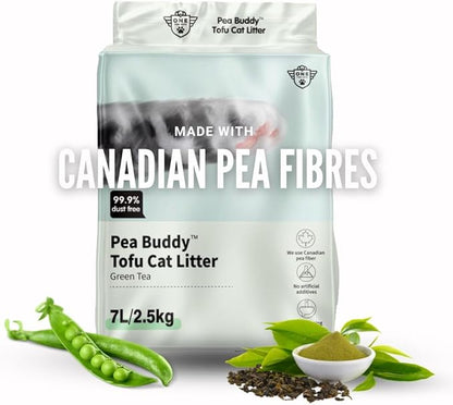 Pea Based Cat Litter, Dust Free Cat Litter, Low Tracking, and Natural Odor Control, Scented and Unscented (4 Pack (1 Case), Green Tea)