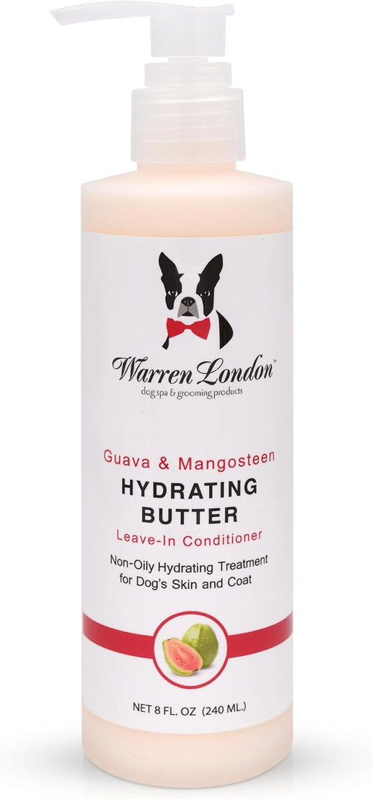 Warren London Hydrating Butter Leave in Pet Conditioner for Dogs | Lotion for Skin and Coat | Aloe Puppy & Dog Conditioner for Hair Detangler, Dry Skin, & Pet Fur Dandruff | Made in USA | Guava 8oz