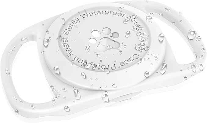Waterproof Dog Collar GPS Tag Case [1 Pack] - Durable TPU+Silicone Holder, Lightweight Full Protection Cover (White)