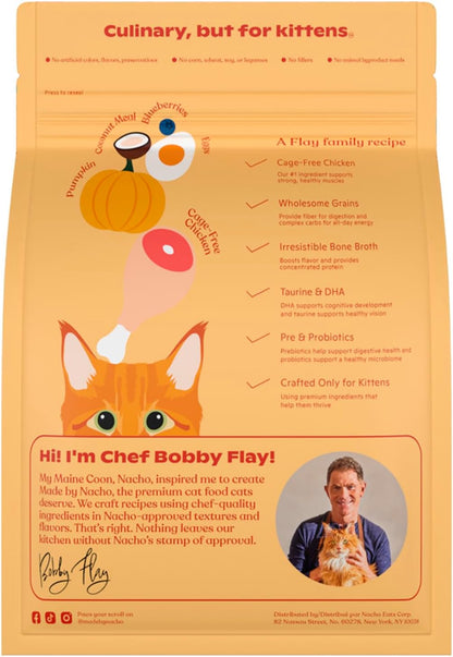 Made by Nacho Kitten Dry Kibble Infused with Bone Broth, Healthy High Protein Cat Food, Cage-Free Chicken and Chicken Liver, 2lb Bag