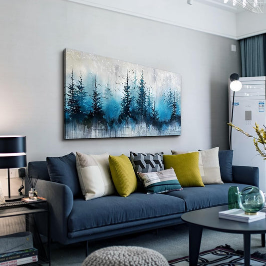 hyidecorart Framed Wall Art For Living Room Wall Decor For Office Misty Forest Trees Pictures Scenery Abstract Wall Painting Artwork Bedroom Decoration Canvas Prints Art Home Room Posters Hang Easy