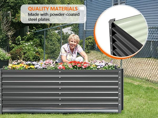 VINGLI Galvanized Raised Garden Beds Outdoor, 6x3x2 Ft, 8x4x2 Ft Lager Metal Planter Raised Beds for Planting Vegetables Flowers Herb (6 * 3 * 2(Square))