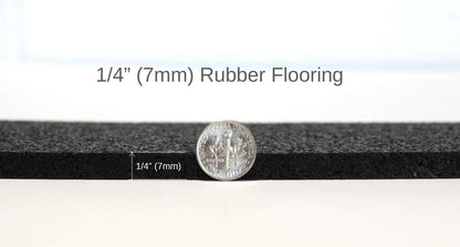 American Floor Mats 1/4in (7mm) Thick Solid Black 4' x 20' Heavy Duty Rubber Rolls, Protective Exercise Mats, Home Gym Rubber Flooring