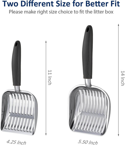 WePet Cat Litter Scoop, Aluminum Alloy Sifter, Kitty Metal Scooper, Deep Shovel, Long Handle, Poop Sifting, Kitten Pooper Lifter, Durable, Heavy Duty, for Litter Box