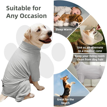 Dog Pyjamas PJS Sweater Clothes and Home Clothing Suitable for Small to Medium Breeds of Dogs, Dog Neutering Suits, Extra-Large Stretch Fabric, Four-Legged Clothes(Thin Gray, XL)