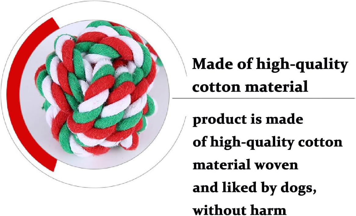 Dog Chew Toys,Dog Toys for Small Dogs and Medium Dogs for Boredom and Stimulating Teeth Cleaning Gum Massage Tug Christmas Dog Ball Rope Toy Set of 2