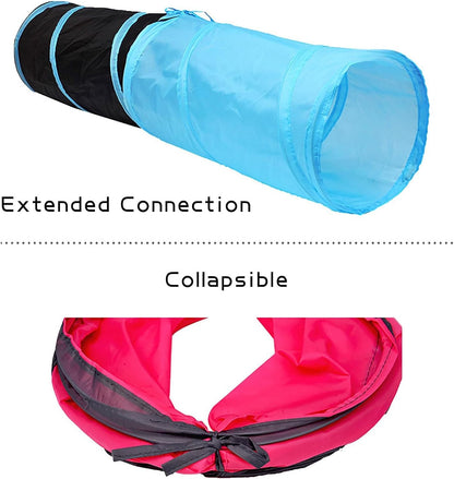 iCAGY Foldable Spiral Cat Tunnel - Indoor Toy for Small Cats, Kittens, and Rabbits - Tube for Interactive Play and Outdoor Fun - Pet Activity Toy Red 20" 3 Pcs