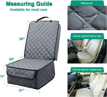 Waterproof Front Seat Cover Dog Car Seat Covers Nonslip and Full Protection with Side Flaps Fits Most Cars, Trucks, SUVs(Grey, 1Pack) - Pawvie