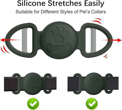 2 Pack Case for Airtag Dog Cat Collar Holder, Soft Silicone Anti-Lost Waterproof Protective Case Compatible with Apple Airtag, for Pet Dog Cat Collars Holder