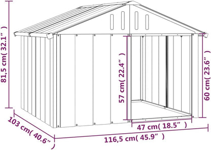 vidaXL Anthracite Dog House | Durable Galvanized Steel Construction | Outdoor Weather Resistant Roof | Open Entrance for Easy Access