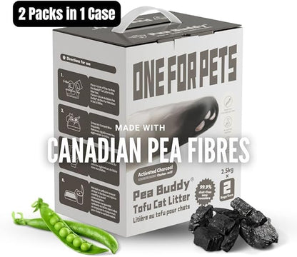 Pea Based Tofu Cat Litter, Dust Free Cat Litter, Low Tracking, and Natural Odor Control, Flushable (2 Bags, Charcoal (Unscented))