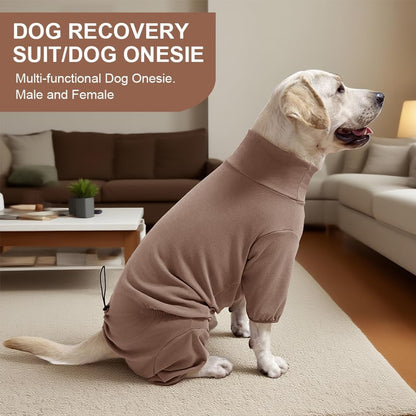 Dog Pyjamas PJS Sweater Clothes and Home Clothing Suitable for Medium to Large Breeds of Dogs, Dog Neutering Suits, Extra-Large Stretch Fabric, Four-Legged Clothe(Thickened Coffee, XL)