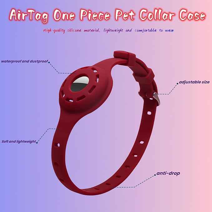 Airtag Protector Silicone Luminous Collar Adjustable Loss Prevention Eye-catching Pet Collar for Cats and Small Dogs(Luminous Blue)