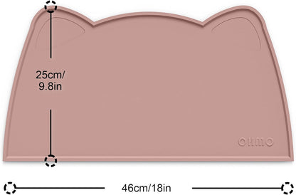 OHMO - Cat Food Mat, Silicone Pet Feeding Mat for Floor Non-Skid Waterproof Dog Water Bowl Tray, Easy to Clean Pet Placemat (Rose, 18 * 9.8'')